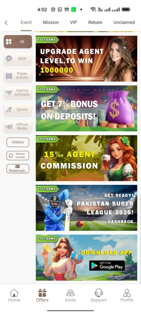 Y777 Game Promotions